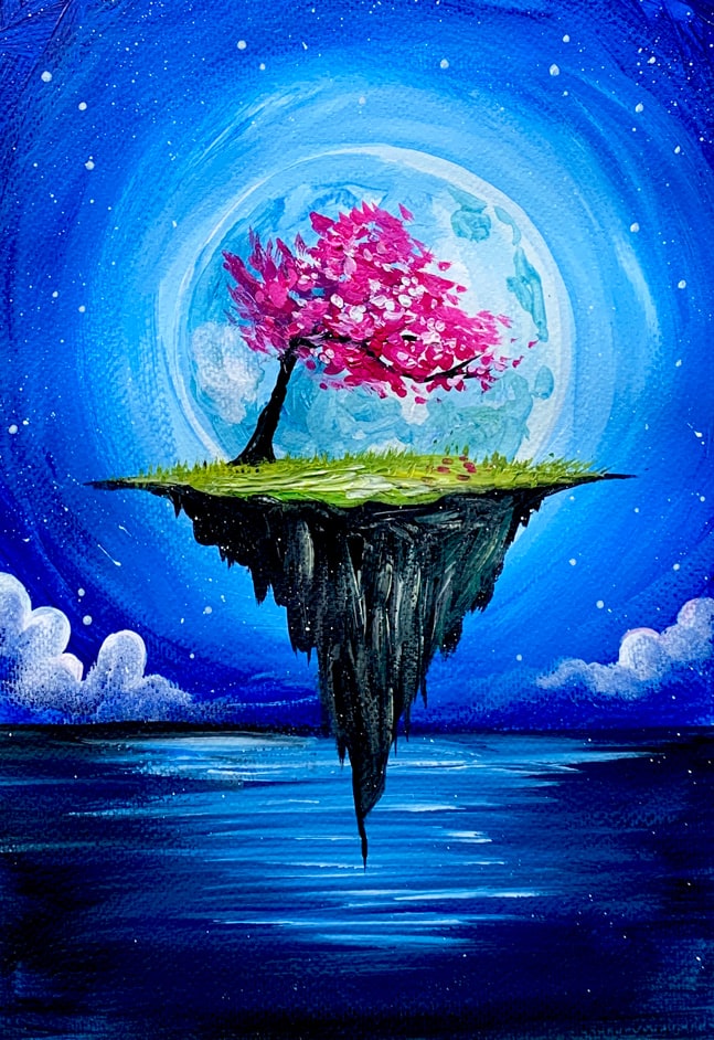 FLOATING ISLAND Acrylic Painting Course Let s Paint Now